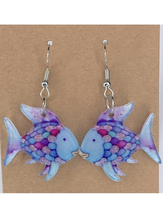 Fashion Jewelry Jewelry - 2D Acrylic Fish Dangle Earrings  Fashion Jewelry